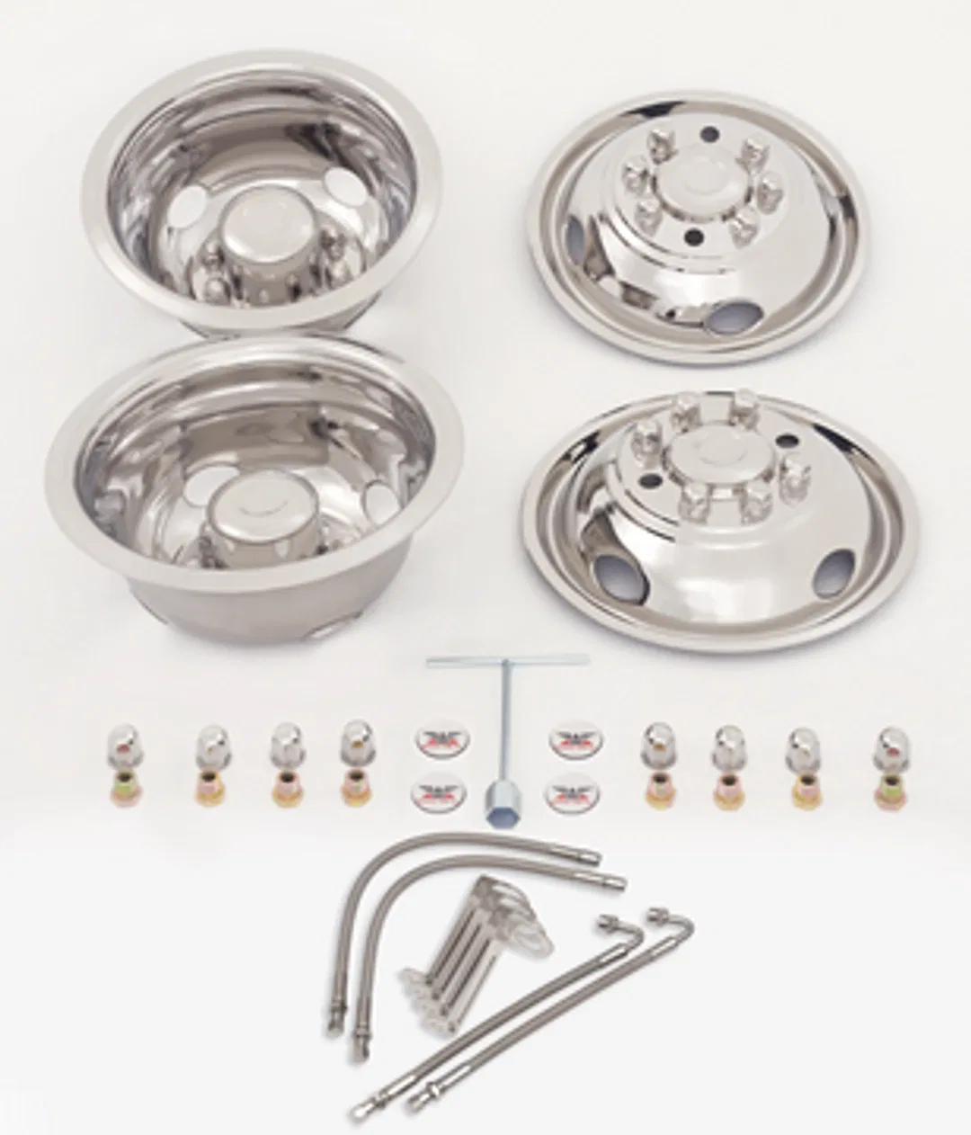 NF12M – PHOENIX USA Wheel Simulator, Fits 16 Inch Diameter 8 Lug Dual Wheels Polished Stainless Steel Bolt-On Does No...